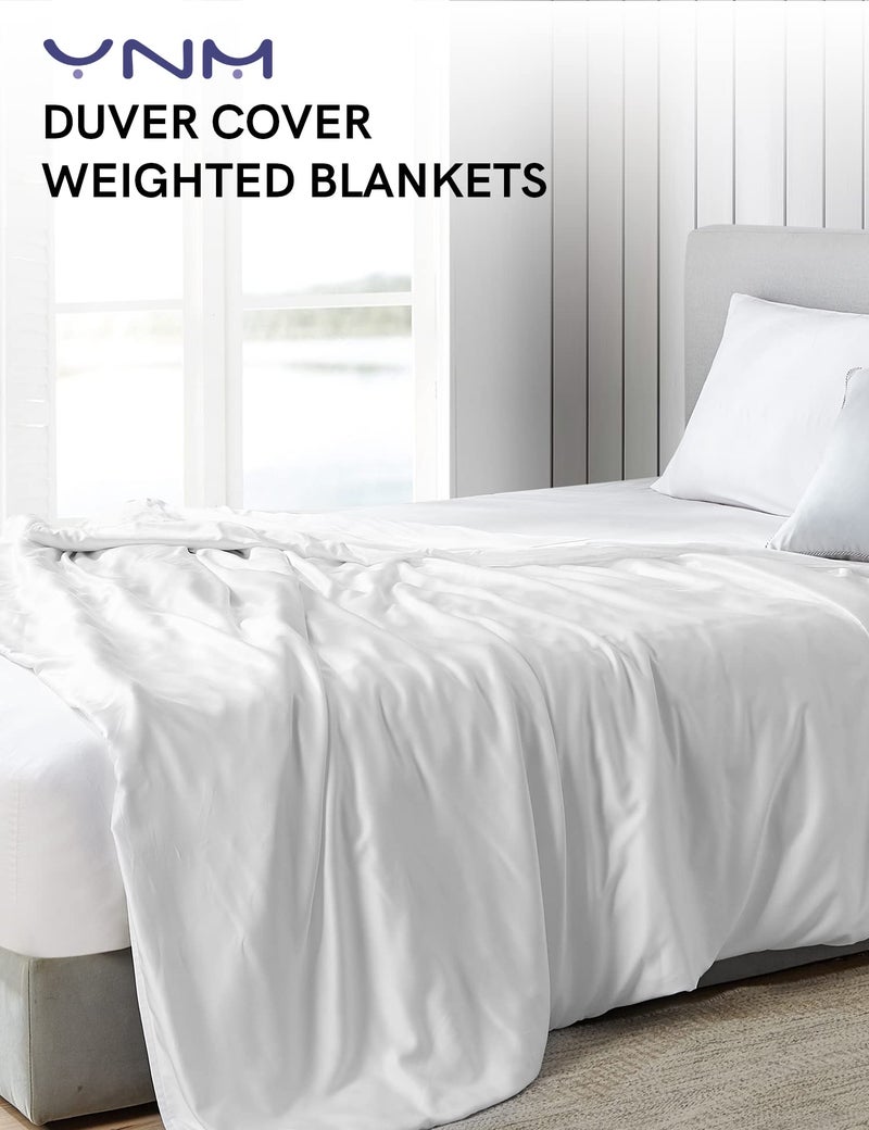 YnM Exclusive Cooling Duvet Cover for Weighted Blankets with 16 Strings (White, 48"x72") - Image 2